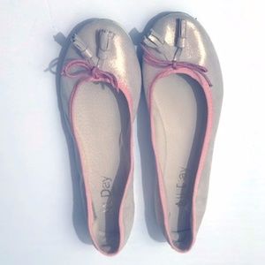 Pearl Pink Leather Ballerina Flats Sz. 39